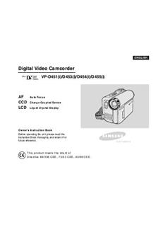 Samsung VP D 451 i manual. Camera Instructions.